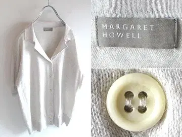MARGARET HOWELL 옷깃이 있는 반팔 코튼 니트 가디건 2