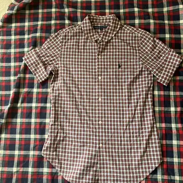 Ralph Lauren 체크 무늬 반팔 셔츠 사이즈 7