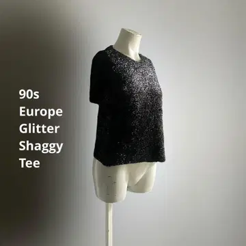 유럽 90s 00s 샤기 빈티지 미니 T 숏 티 티셔츠 블랙