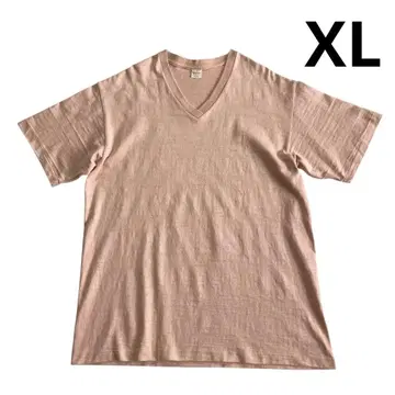 Warehouse V넥 티셔츠 XL 살몬 핑크 코튼 무지