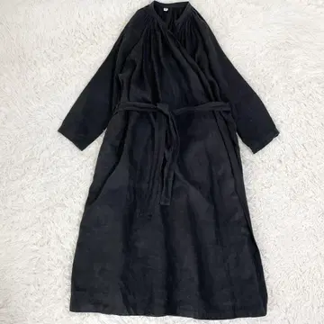 새상품급 저널 스탠다드 럭스 린넨 랩 원피스 벨트 블랙