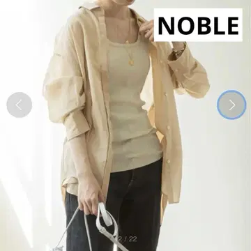Noble 비슬린 린넨 시어 도킹 셔츠 프레임워크 베이지 겉옷