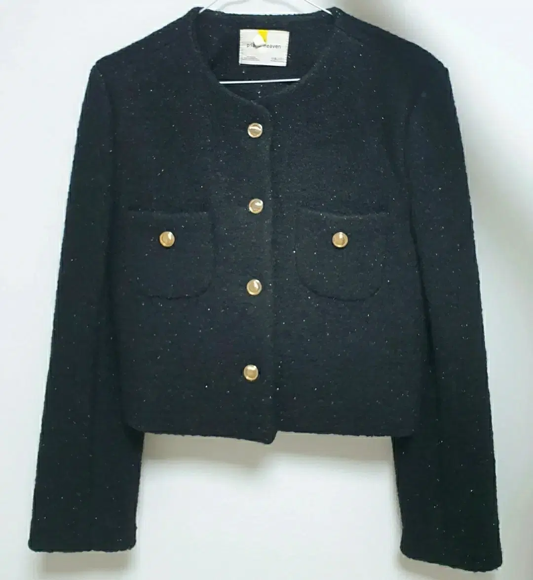Round Neck Pocket Tweed Jacket