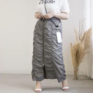 CLETTE 프론트 지퍼 셔링 타이트 스커트 빅 사이즈 플러스 사이즈