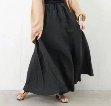 루카/레이디 랙 루카 린넨 린넨 롱 스커트 블랙