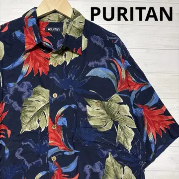 PURITAN 퓨리탄 네이비 택 90's 레귤러 카라 셔츠 알로하