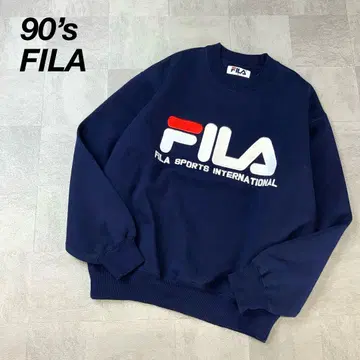 90년대 FILA 휠라 빅 자수 맨투맨 네이비