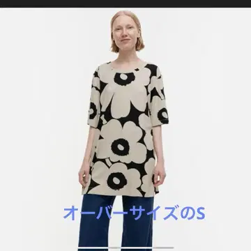 택 포함 미사용 새상품 Marimekko 우니코 7부 소매 튜닉 넉넉한