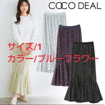 COCO DEAL 메쉬 프린트 머메이드 스커트