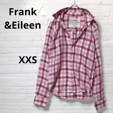 Frank and Irene 린넨 긴팔 셔츠 핑크 체크 XXS
