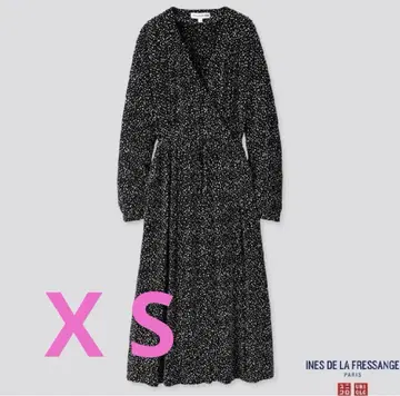 유니클로 이네스 조젯 랩 원피스 카슈쿨 별 패턴 스타 XS 레어