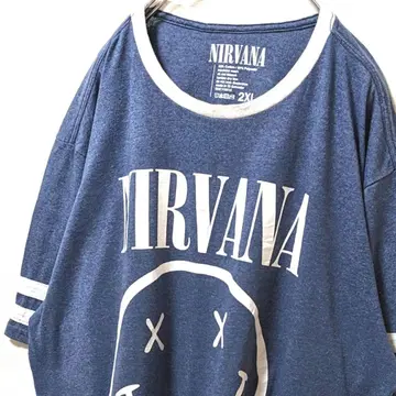 닐바나 NIRVANA 티셔츠 짙은 블루 파랑 2XL 구제 의류