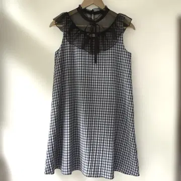 체크 무늬 슬리브리스 미니 원피스 양산형 고스로리 지뢰계 발레코아