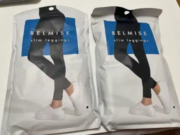 BELMISE 슬림 레깅스 L-LL 블랙 2장 세트