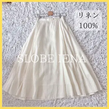 슬로브 이에나 23SS 린넨 100% 플레어 스커트 아이보리 36