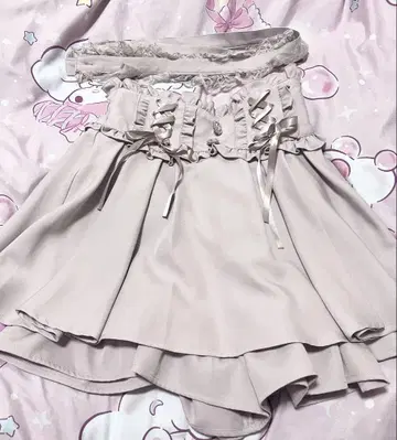 노에미 NOEMIE 더블 스핀들 레이스업 스커트 바지 핑크