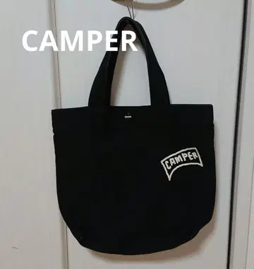 Camper 블랙 토트백 메시 프린트