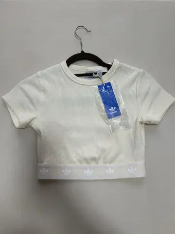 아디다스 리브 크롭 티셔츠 화이트