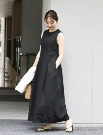 IENA 하이 트위스트 코튼 트윌 원피스 블랙