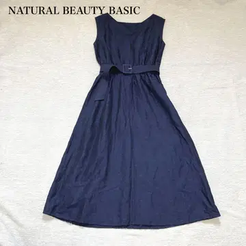 내추럴 뷰티 베이직 린넨 블렌드 원피스(M) 벨트 포함 고급스러운