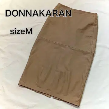 다나 캐런 램 스킨 가죽 스커트 베이지 M