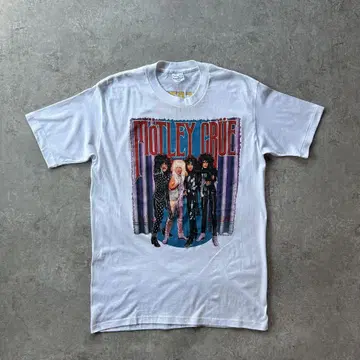 80s 머틀리 크루 밴딩 티셔츠 USA제 화이트 XL