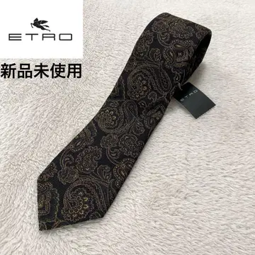 미사용 새상품 ETRO 페이즐리 무늬 넥타이 미사용 새상품 블랙 금 골드