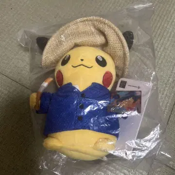 고흐 피카츄 봉제 인형 밀짚모자