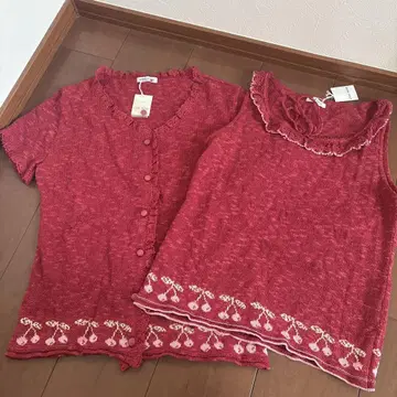레스트로즈 체리 체리 가디건 상의 핑크하우스
