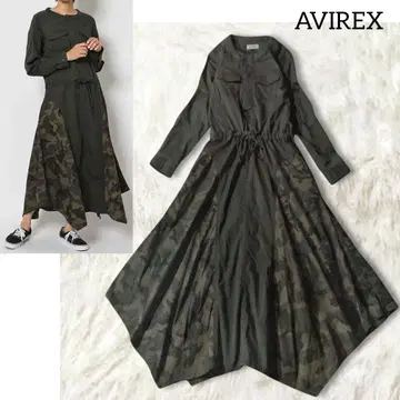 AVIREX 아비렉스 카모플라쥬 롱 원피스 밀리터리 긴팔 플레어