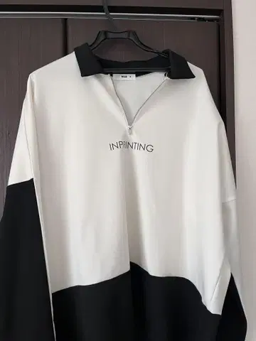 WEGO 남성용 하프 지퍼 긴팔 화이트 & 블랙 M