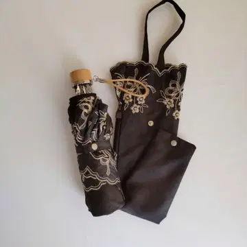 MINTON 부케 자수 접이식 양산 블랙