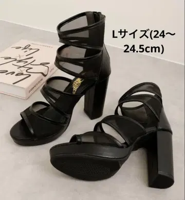 LOVEHUNTER 10cm 힐 시어 부츠 샌들 블랙 24~24.5cm