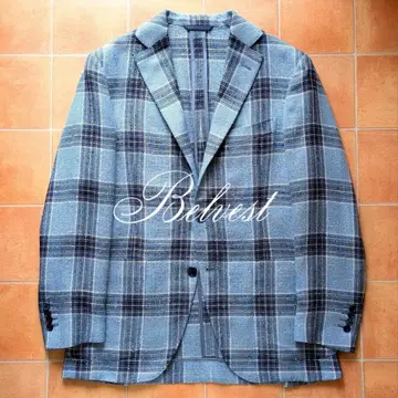 Belvest JACKET IN THE BOX 블루 체크 린넨