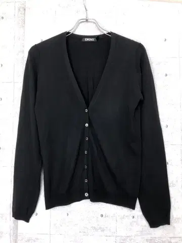 DKNY 다나 카란 트레디셔널 블랙 모드 하이 게이지 V 넥 가디건
