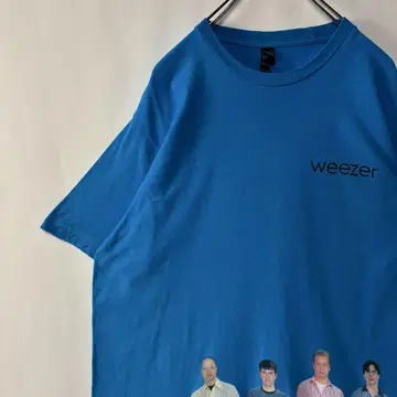Weezer 프린트 티셔츠 밴딩 티셔츠 블루 L 사이즈 위저 구제 의류