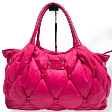 새상품급 Kate Spade 핸드백 나일론 가죽 퀼팅 핑크