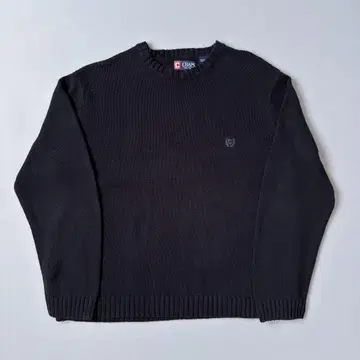 CHAPS 챕스 로고 크루넥 코튼 니트 블랙 2XL