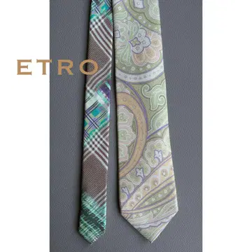 미사용 새상품 에트로 페이즐리 넥타이 체크 ETRO