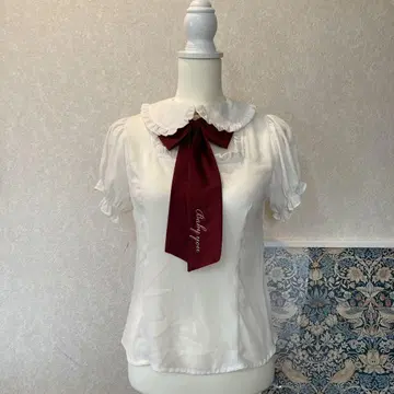 AnkRouge 리본 블라우스 반팔 블라우스 피엔 양산형 지뢰계 지뢰