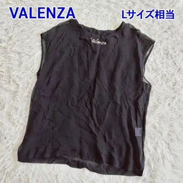 VALENZA 시어 컷 티셔츠 슬리브리스 탑 큐빅 로고