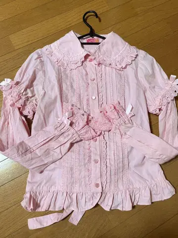 레어 초기 택 angelic pretty 핑크 블라우스 반팔 긴팔