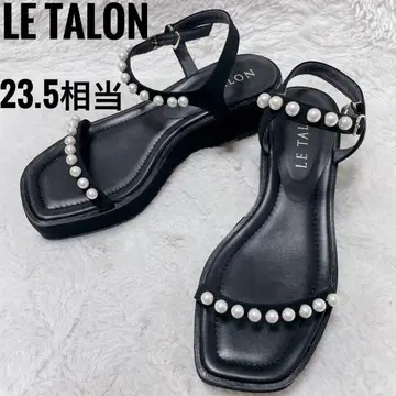 루타론 블랙 여성용 펄 통굽 샌들 스트랩 벨트
