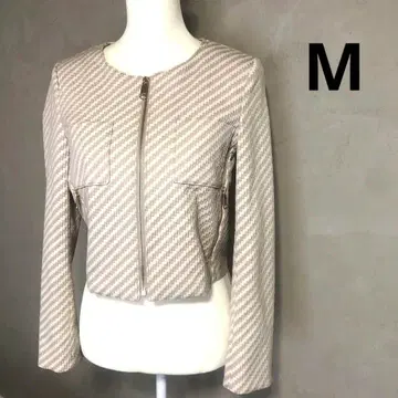 컨디션 최상 MAX&Co. 노카라 자켓 자카드 베이지