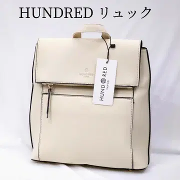 새상품 HUNDRED 핸드레드 심플 인조 가죽 플랩 백팩