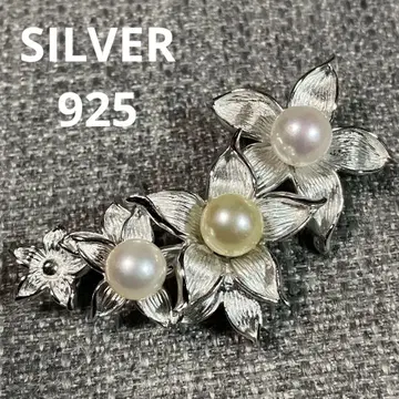 새상품급 진주 꽃 플라워 브로치 SILVER925