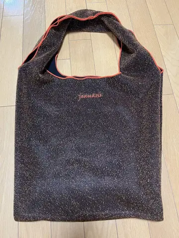 jeanass 라메 믹스 토트백 브라운