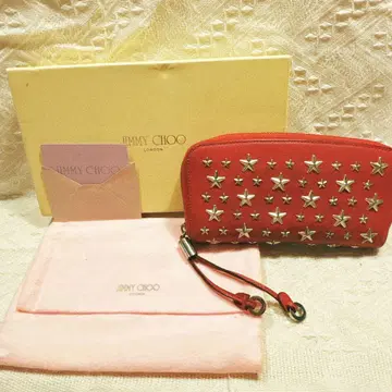 JIMMY CHOO 스타 스터드 장지갑 핑크 박스 포함