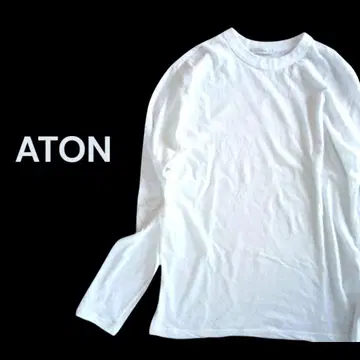 ATON 화이트 긴팔 티셔츠 남성용 S 사이즈 유니섹스