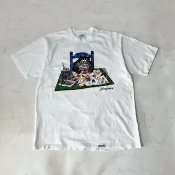 90s 크레이지 셔츠 크리반 캣 티셔츠 USA제 M
